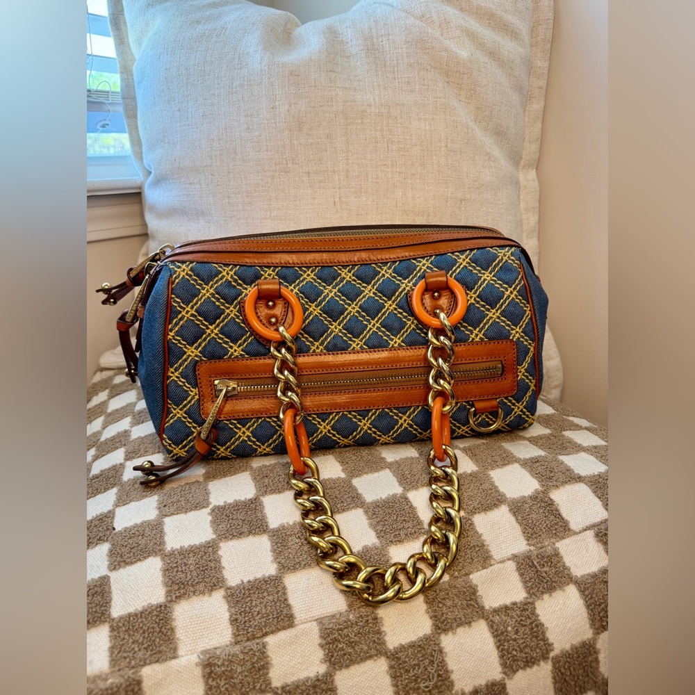 Marc Jacobs Italy RARE y2k Denim Quilted Satchel